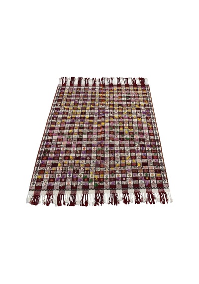 Kilim Antik El Dokuma Yün Ekoseli Sofra Tülü Anadolu Kilimi 0045 - Antika - Çok Renkli