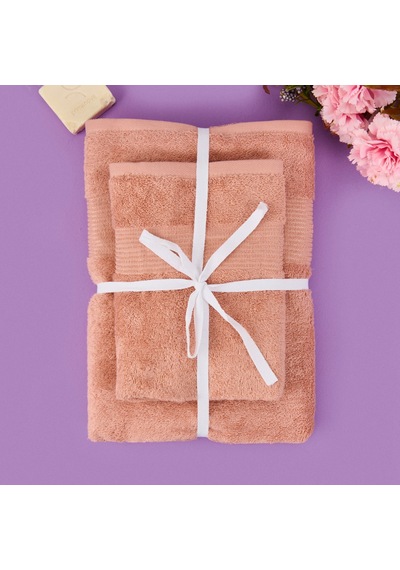 Soft Ella 2'li Hamam Seti - Pembe - 50x70 Cm + 70x140 Cm Renkli