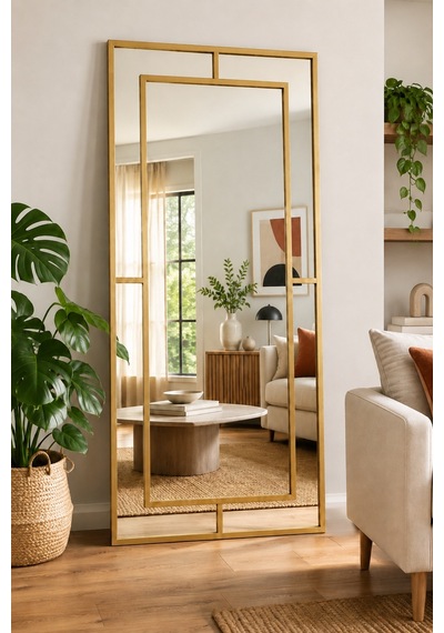 Effe Gold Metal Çerçeveli Yıldız 180x80 Cm Dekoratif Ayna
