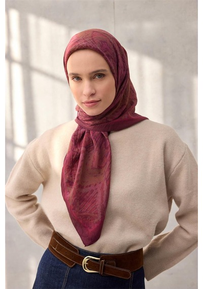 Silk Home Viskon Velora Eşarp Dört Mevsim Karma Desen Vişne 90x90 Çok Renkli