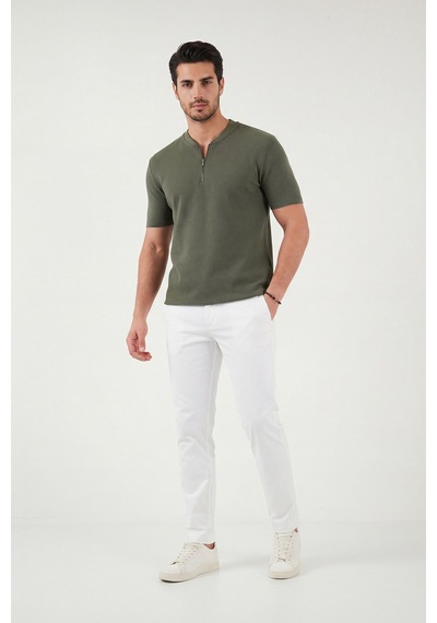 Buratti Pamuklu Regular Fit Yarım Fermuarlı Erkek T Shirt 5902653 Haki