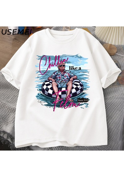 Flood Of Style Chillin Gibi Bir Suçlu T Shirt Erkek Kadın Komik Trump T-shirt Yaz Tee Unisex O Boyun Pa Beyaz