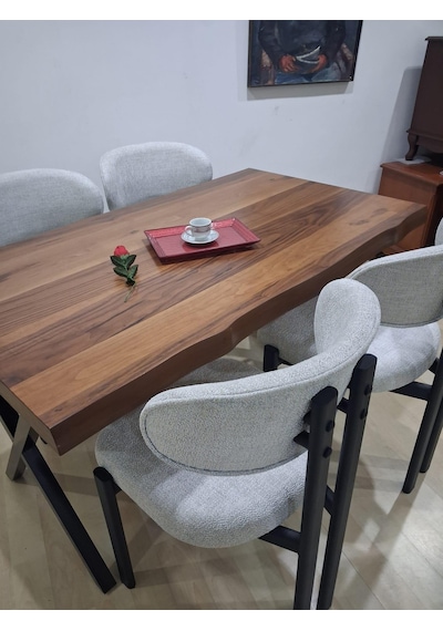 Masa Kütük 90601 V Ayak Sabit Ahşap Boyalı 4 Adet Sandalye Metal Ayak Kahverengi Masa Kütük 90601 V Ayak Sabit Ahşap Boyalı 4 Adet Sandalye Metal Ayak Kahverengi