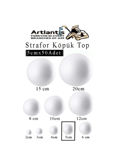 Strafor Köpük Top 5 Cm 50 Adet Köpük Top Küre Toplar Yuvarlak Strafor Köpük Top Okul Deney Hobi Sanat