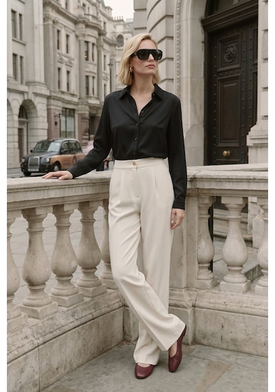Sateen Lucy Pantolon - Krem-137393