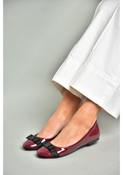 Fox Shoes S726019508 Bordo Rugan Kadın Babet Bordo