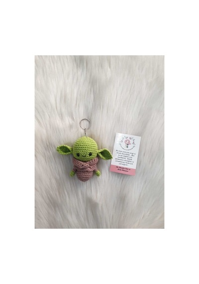 Amigurumi Organik Örgü Oyuncak Anahtarlık Yeşil