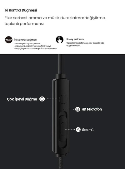 Mikrofonlu Kablolu Jack Girişli Kulaklık Kopmaz Esnek Kablo - Ultra Güçlü Tasarım Beyaz