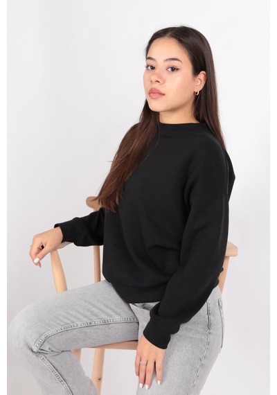 Busem W0011055 Kadın Modal Sweatshirt Siyah