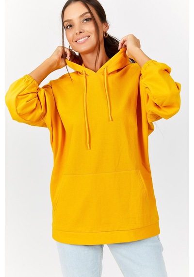 Armonika Kadın Hardal Kapişonlu Cepli Sweatshirt Arm-21k024027