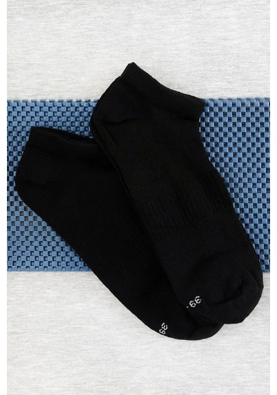 Sensu File Örgü Unisex 6'lı Patik Çorap Siyah Siyah