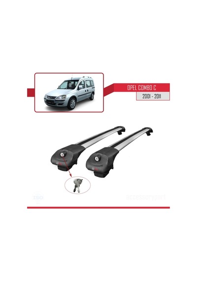 Opel Combo C 2001-2011 Arası İle Uyumlu Ace-1 Ara Atkı Tavan Barı Gri