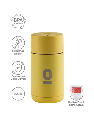 Frank Green Butter Yellow Düğme Kapaklı Mini Termos 355 ML No:126