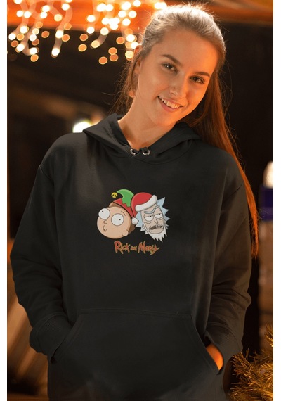 Rick And Morty Yeni Yıl Kapşonlu Sweatshirt 001