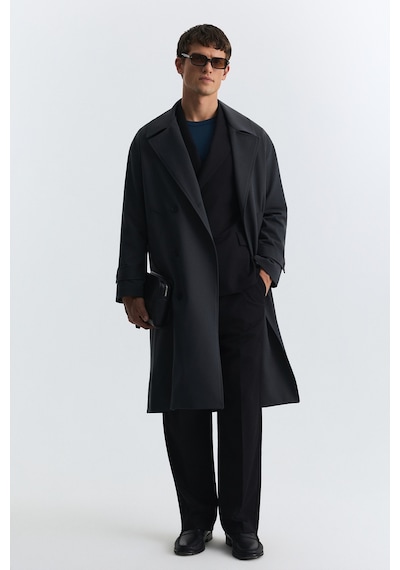 Antioch Uzun Relaxed Fit Trençkot Antrasit