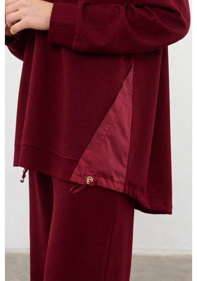 Balenbi Oversize Garni Detaylı Modal Tesettür Kapüşonlu Kadın Takım 1199 - Form Serisi Bordo Balenbi Oversize Garni Detaylı Modal Tesettür Kapüşonlu Kadın Takım 1199 - Form Serisi Bordo