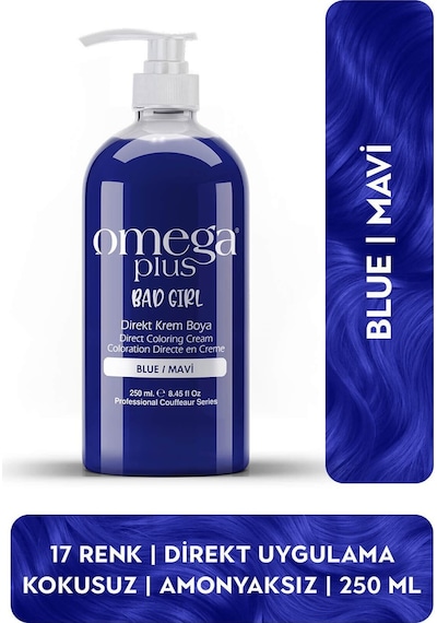 Omega Plus Bad Girl Mavi Amonyaksız Renkli Saç Boyası 250ml