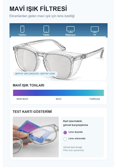 Fotokromik Polarize Uv Korumalı Buğu Önleyici Yan Siperlikli Güneş Gözlüğü Şeffaf Gri Siyah