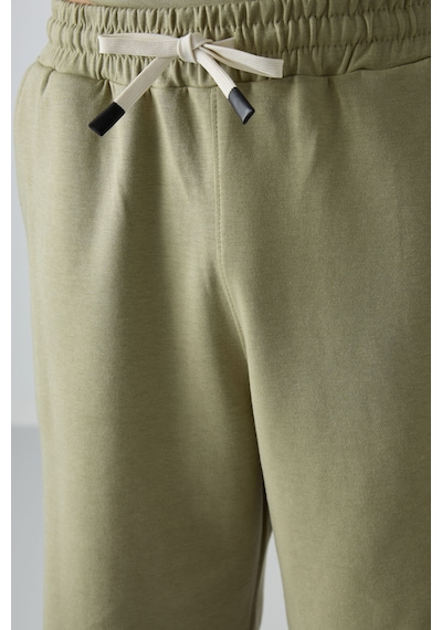 Tommy Life Açık Çağla Pamuklu Kalın Yumuşak Dokulu Oversize Fit Basic Erkek Şort Takım - 85249 Yeşil