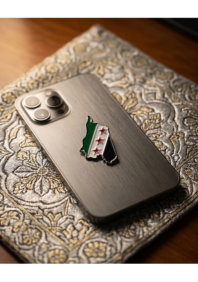 Suriye Haritası İçinde Bayrağı Telefon Sticker 3d Metal Tasarım, Premium Kalite Arka Süs A300128 Diğer