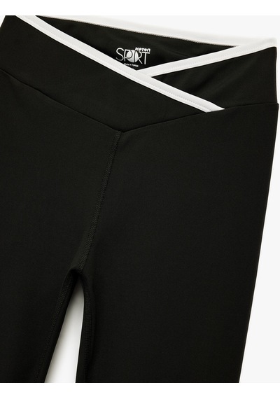 Koton Yüksek Bel Kemer Detaylı Slim Fit Spor Tayt Siyah 6wak40135nk SiYAH
