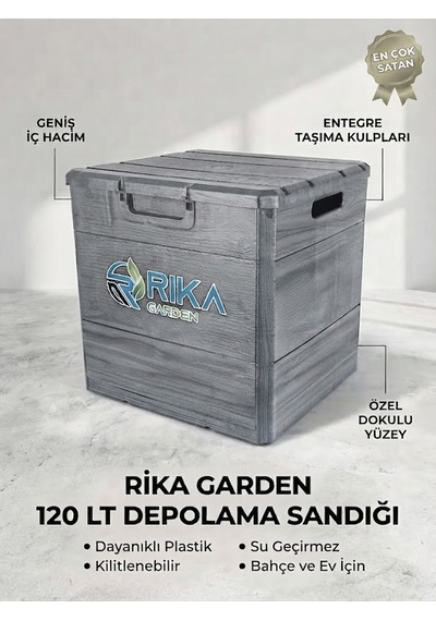 Rika Garden Ahşap Görünümlü Bahçe Depolama Sandığı Gri