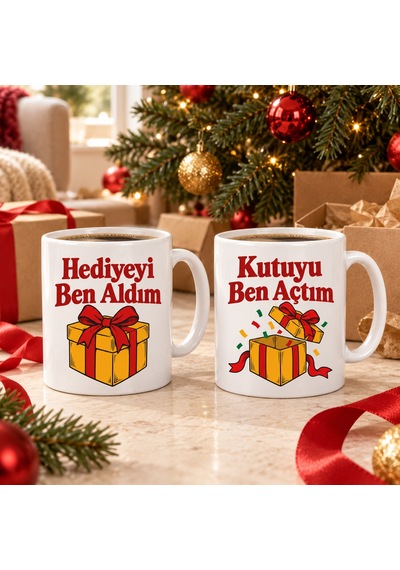Buradabulabilirsin Hediyeyi Ben Aldım 2'li Porselen Kupa Seti - Model 403 Bbz Çok Renkli