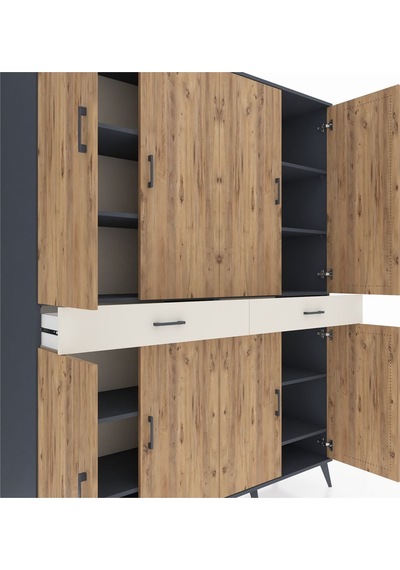 Hyperion Gardrop 10 Raflı 2 Çekmeceli 8 Kapaklı 176x44x221 Antrasit-çam/aytaşı Çam/aytaşı Hyperion Gardrop 10 Raflı 2 Çekmeceli 8 Kapaklı 176x44x221 Antrasit-çam/aytaşı Çam/aytaşı