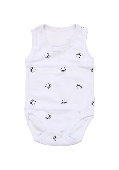 Bebegen Unisex Beyaz Gülücük Baskılı Askılı Zıbın Çok Renkli