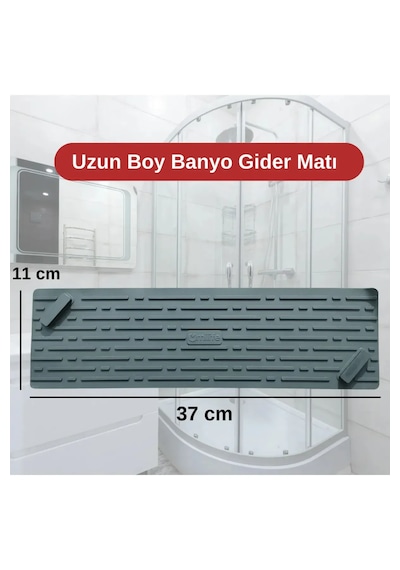 Tineke Gri Renk Uzun Model Kötü Koku Önleyici Silikon Mat Banyo Mutfak Lavabo Balkon Gider Tıpası Kapağı