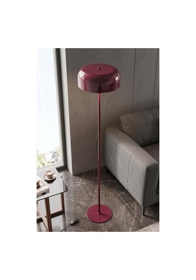 Bordo Renk Modern Disk Zemin Lambası İle Şık Aydınlatma Açık Gri