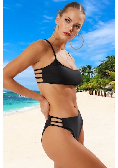 Ersefa Tasarım Bikini Takımı Ergonomik Kesim Plaj Ve Havuz İçin Şık Deta Siyah