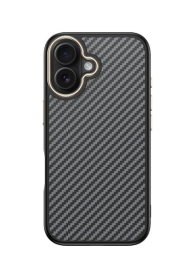 Lexroo İphone 16 Plus Mag Safe Şarj Özellikli Karbon Fiber Görünümlü Antina Kılıf - Gri