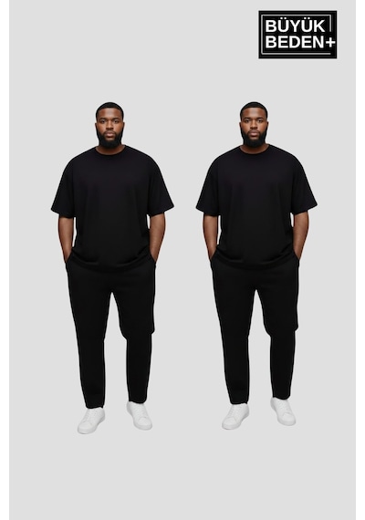 Superlife Büyük Beden Erkek Basic Bisiklet Yaka 2'li Tişört Seti 3xl-6xl Spr26bts510+2 Siyah Superlife Büyük Beden Erkek Basic Bisiklet Yaka 2'li Tişört Seti 3xl-6xl Spr26bts510+2 Siyah