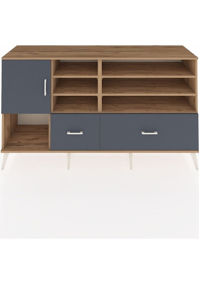 Kronos Konsol 8 Raflı 2 Çekmeceli Tek Kapaklı 176x59x99 Çam-antr Çam-antrasit