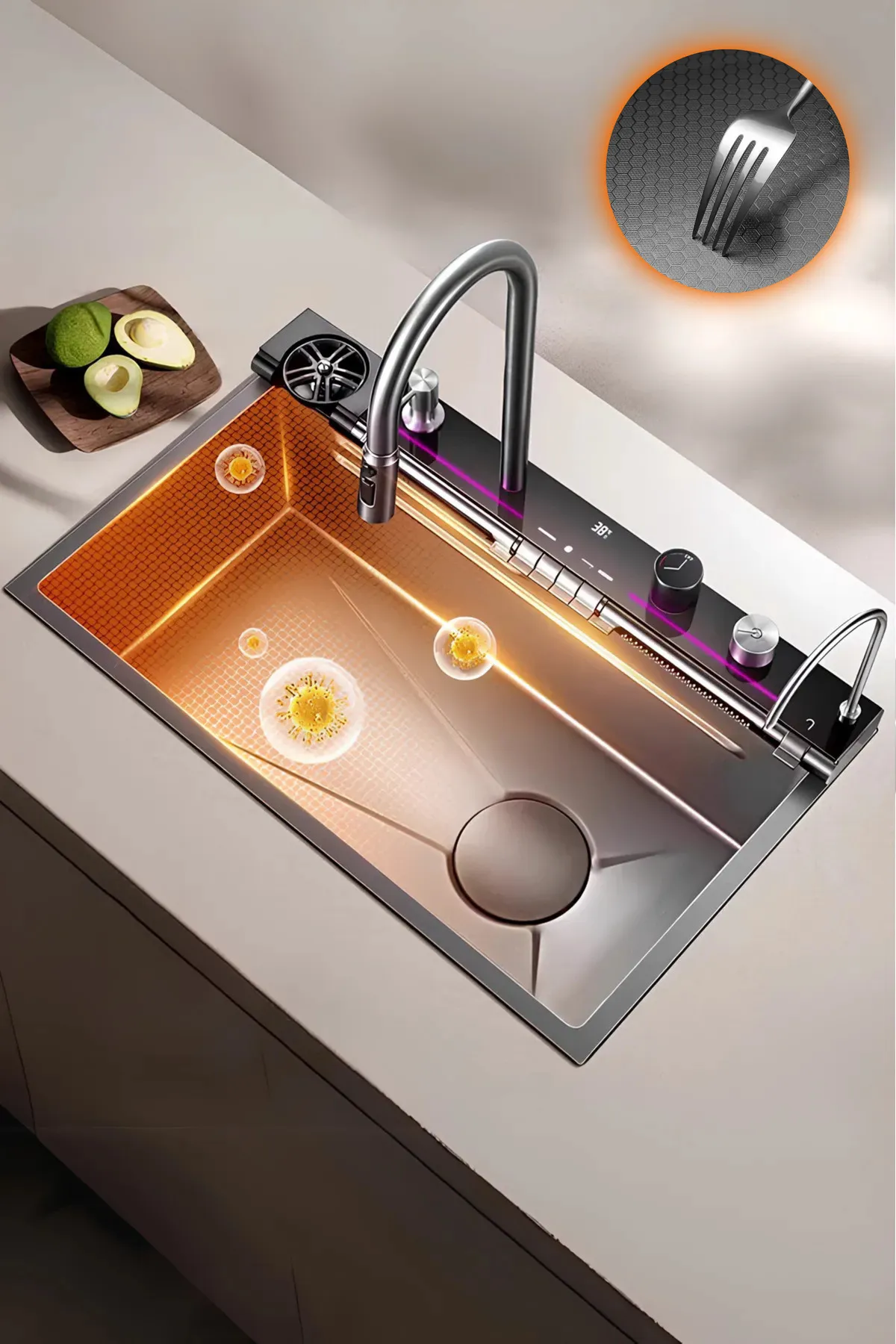 Lotus Tech 13 Fonksiyonlu Premium 5 Tuşlu 2 Yıl Güvenceli Akıllı Şelale Eviye Honeycamb Petek Doku Füme Lotus Tech 13 Fonksiyonlu Premium 5 Tuşlu 2 Yıl Güvenceli Akıllı Şelale Eviye Honeycamb Petek Doku Füme