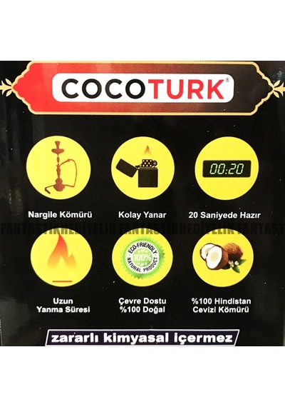 Cocotürk Çakmakla Kolay Yanan Hindistan Cevizi Nargile Kömürü Köz (270508858)