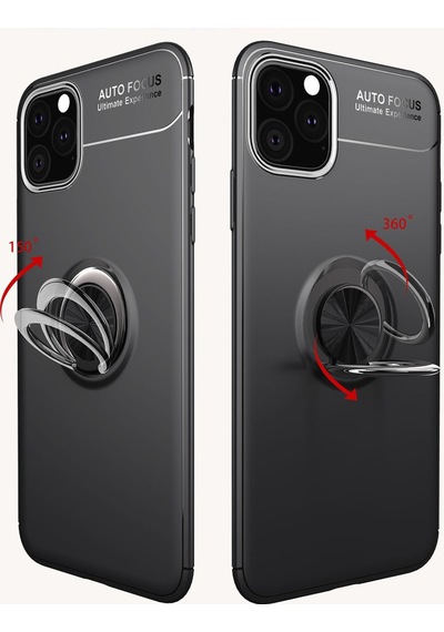 Newface Apple Uyumlu iPhone 11 Pro Max Kılıf Range Yüzüklü Silikon - Kırmızı Kırmızı