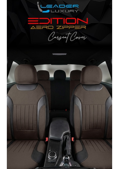 Renault 11 Flash Uyumlu Lüx Deri Detaylı Tay Tüyü Oto Koltuk Kılıfı Ön Arka Takım Edition Serisi Kahverengi