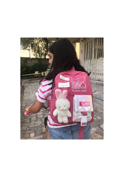 Kore Model Anaokulu Sırt Çantası Gül Kurusu Çok Renkli