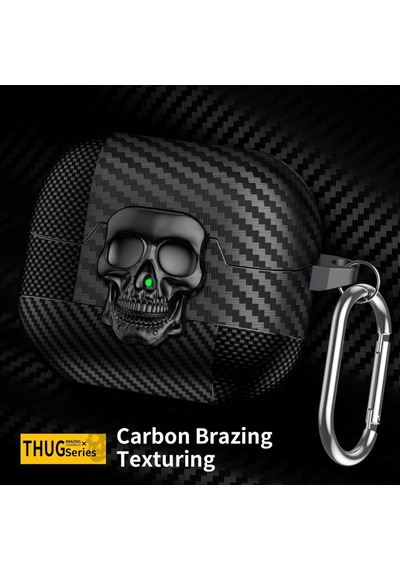 Samsung Galaxy Buds3 / Galaxy Buds3 Pro Ve Galaxy Buds 3 Fe Uyumlu Karbon Fiber Hybrid Polymer Technology Kuru Kafa Tasarım Güvenlik Kilitli Kulaklık Kılıfı