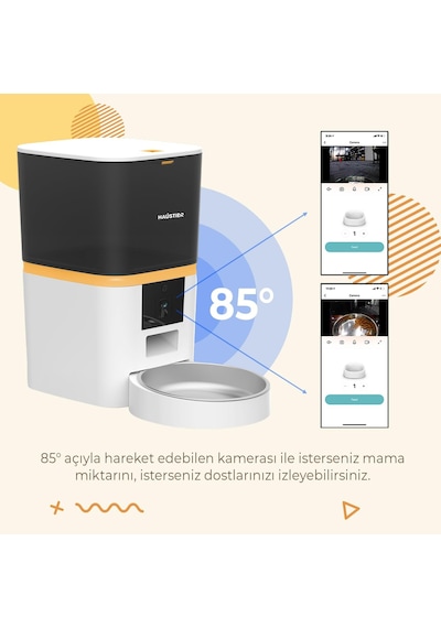 Qwf Kameralı Akıllı Beslenme İstasyonu, Qq005 Kameralı Akıllı Kedi Mama Kabı & Wf007l Kedi Su Sebili, İkisi Bir Arada Avantaj Set
