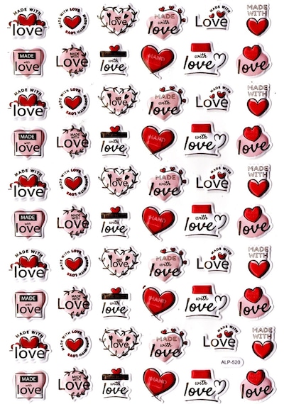Sticker Kabartmalı A4 Boyutunda Stiker Defter, Planlayıcı Etiket- Lim520 - Aşk , Kalp , Love