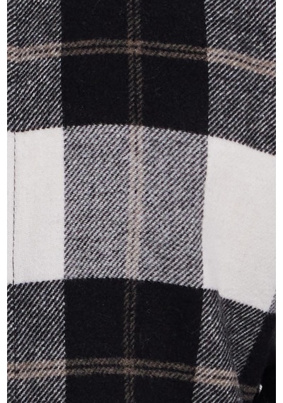 Tudors Erkek Slim Fit Dar Kesim Kareli Kışlık Oduncu Gömlek-42222 Beyaz