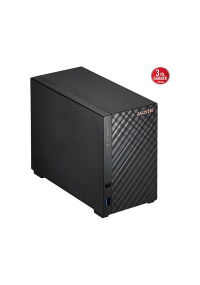 Asustor As1102tl, 1gb Ddr4 Ram, 2 Yuvalı 2x22tb Destek , 1x2.5gbe Network, Usb 3.2, Usb 2.0, Tower Nas Yedekleme Cihazı