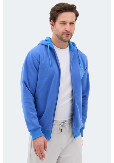 Slazenger Majestıc I Erkek Fermuarlı Kapüşonlu Cepli Indigo Sweatshırt Indigo