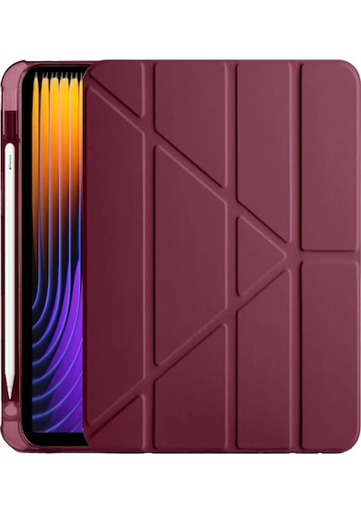 Xiaomi Pad 7 Pro Kılıf Kalemlikli Mars Tablet Kılıfı - Mürdüm Arka Kapak