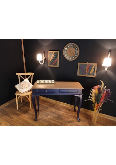 Wooding 100 Cm Çekmeceli Masif Lacivert Naturel Dresuar (548588024) Lacivert