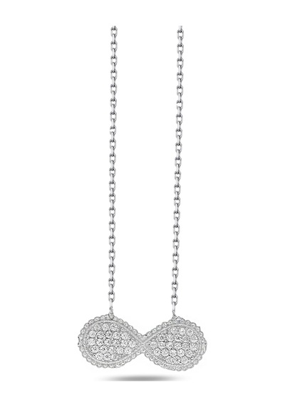 Brezza Lusso Jewelry Timeless Series Zirkon Taşlı Gümüş Ebedi Döngü Kolyesi Gümüş