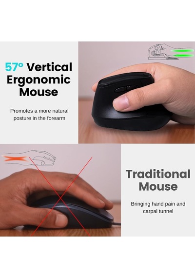 Kablosuz Ergonomik Dikey Fare: 2.4g Bt Modu Bağlantılı Şarj Edilebilir Bilgisayar Fareleri, Sağ El İçin Karpal Tü Genel